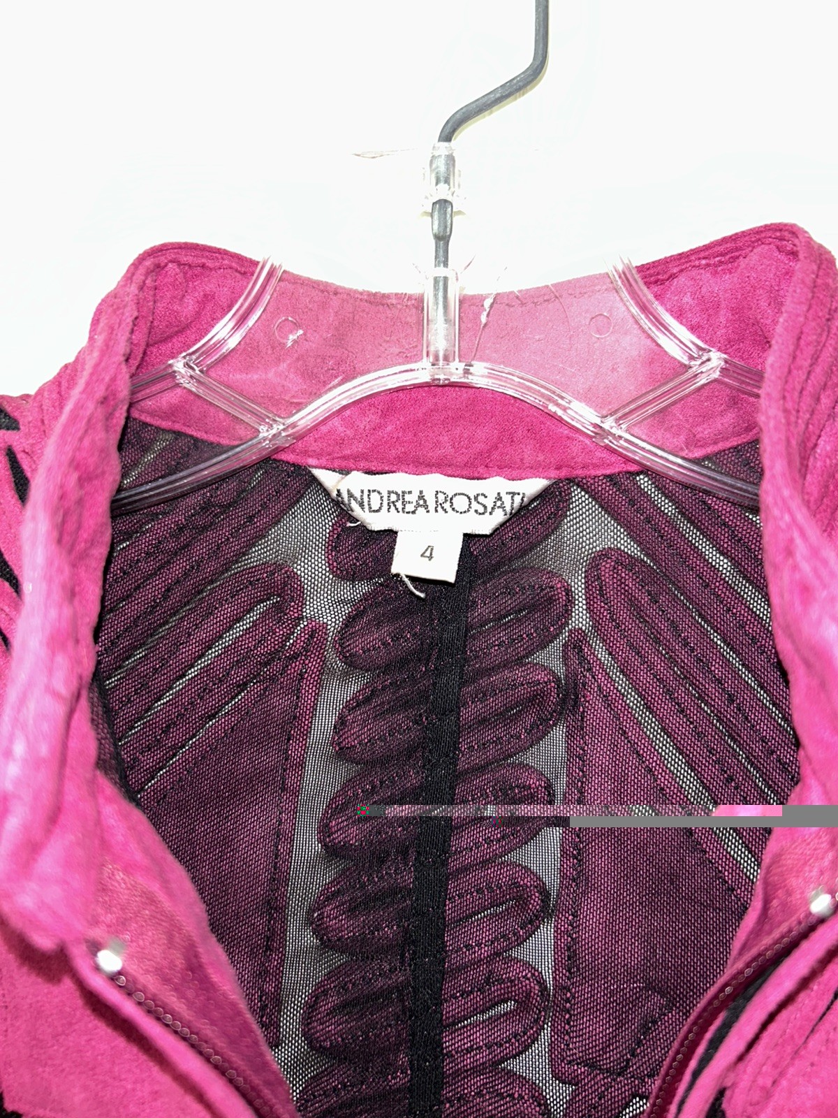 Andrea Rosati Vintage Womens 12 Magenta Pink Jacket with Black Sheer Lining