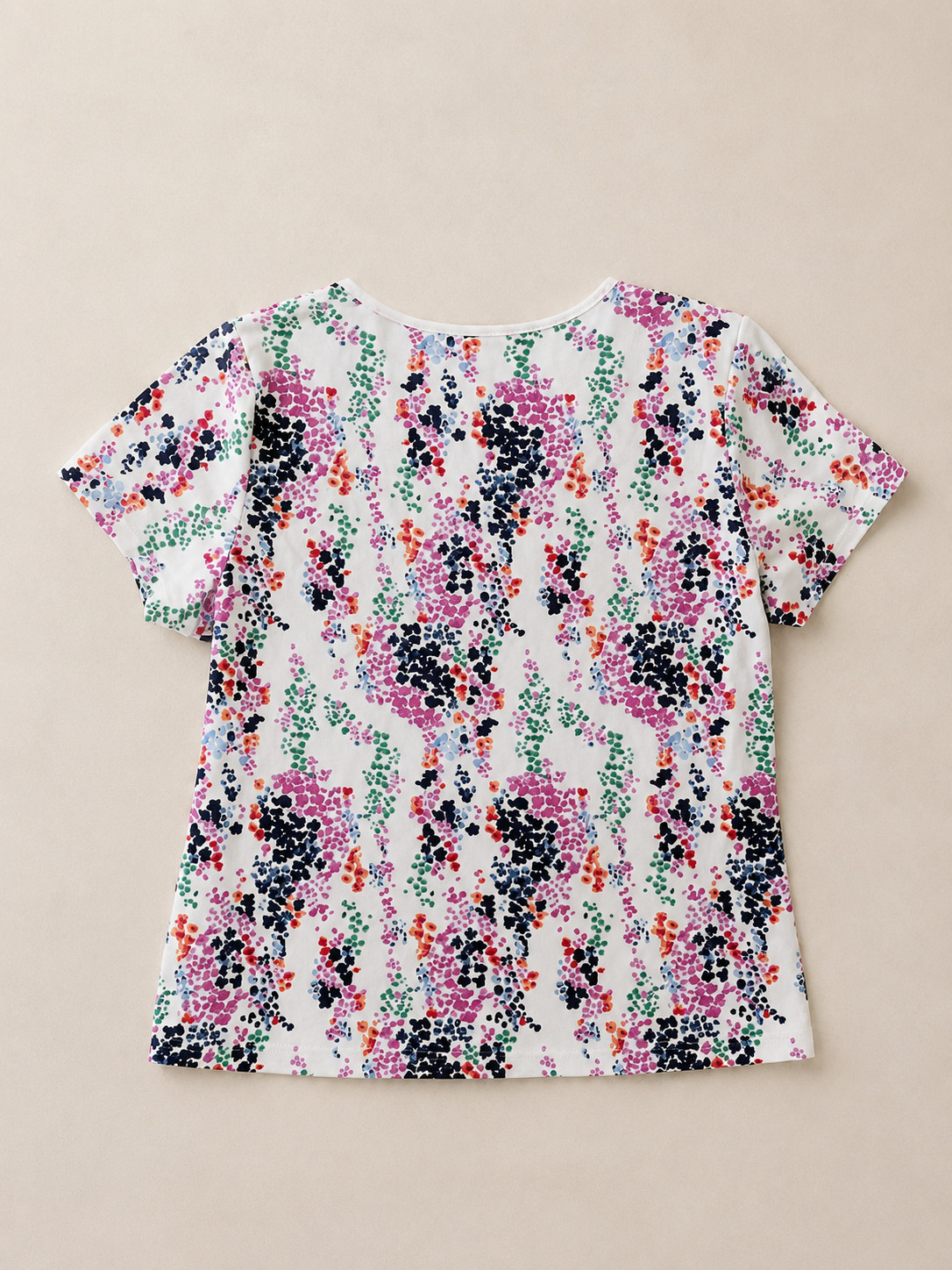 Karen Scott Womens Large Floral Top Multicolor Short Sleeve Casual Summer Tee
