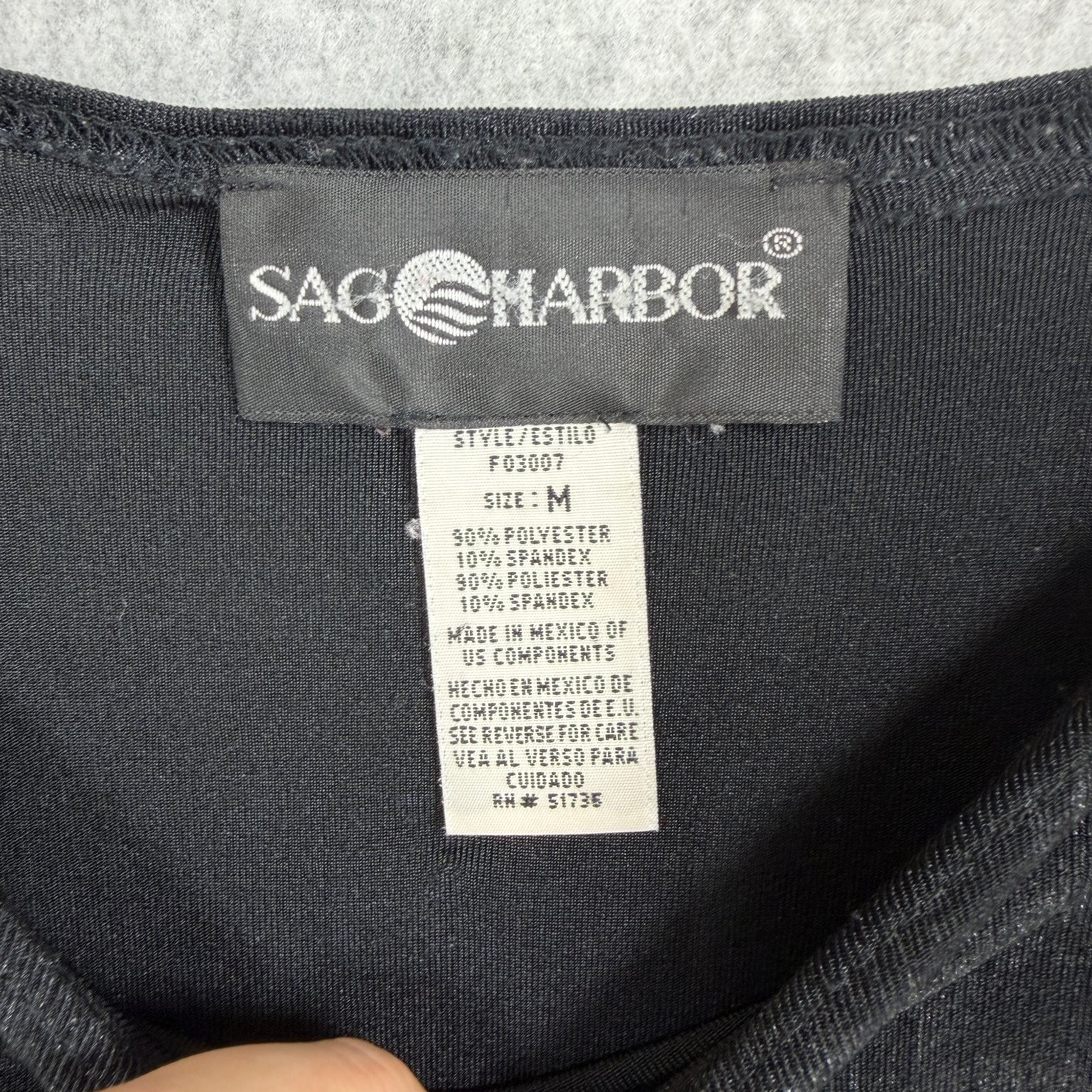 Sag Harbor Women’s Top Shirt Size Medium Black Floral Print Polyester Spandex