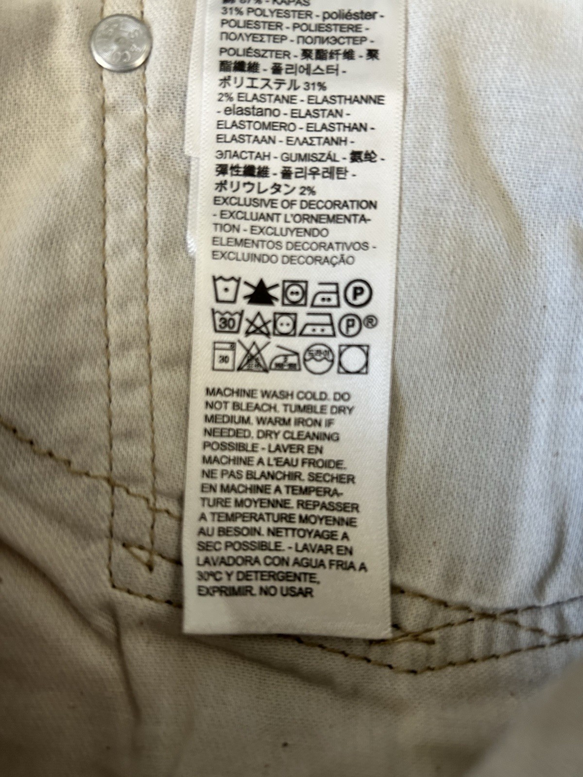Levi’s 511 Slim Jeans Men’s Size 38×30 Beige Stretch Brushed Cotton All Seasons