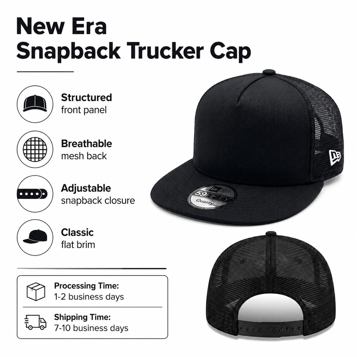 Ford Trucks Trucker Hat Black Mesh Snapback Flat Bill Embroidered Cap