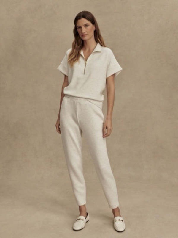 Varley Nevada Slim Fit Pants Ivory Medium Women Stretch Comfort Athleisure