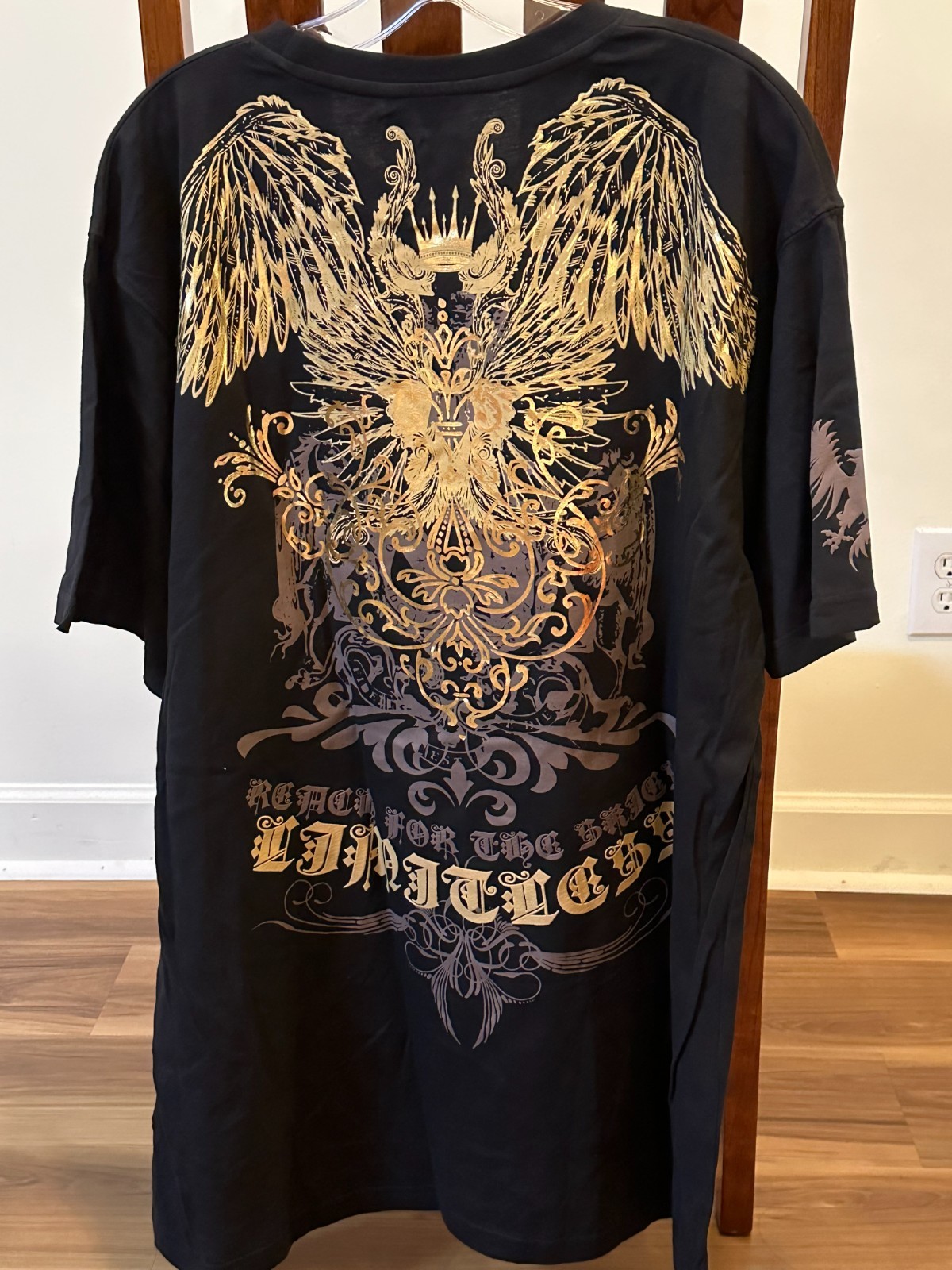 Delf Trading Inc. Imperious Mens Black T-shirt w/ Shiny Gold Design