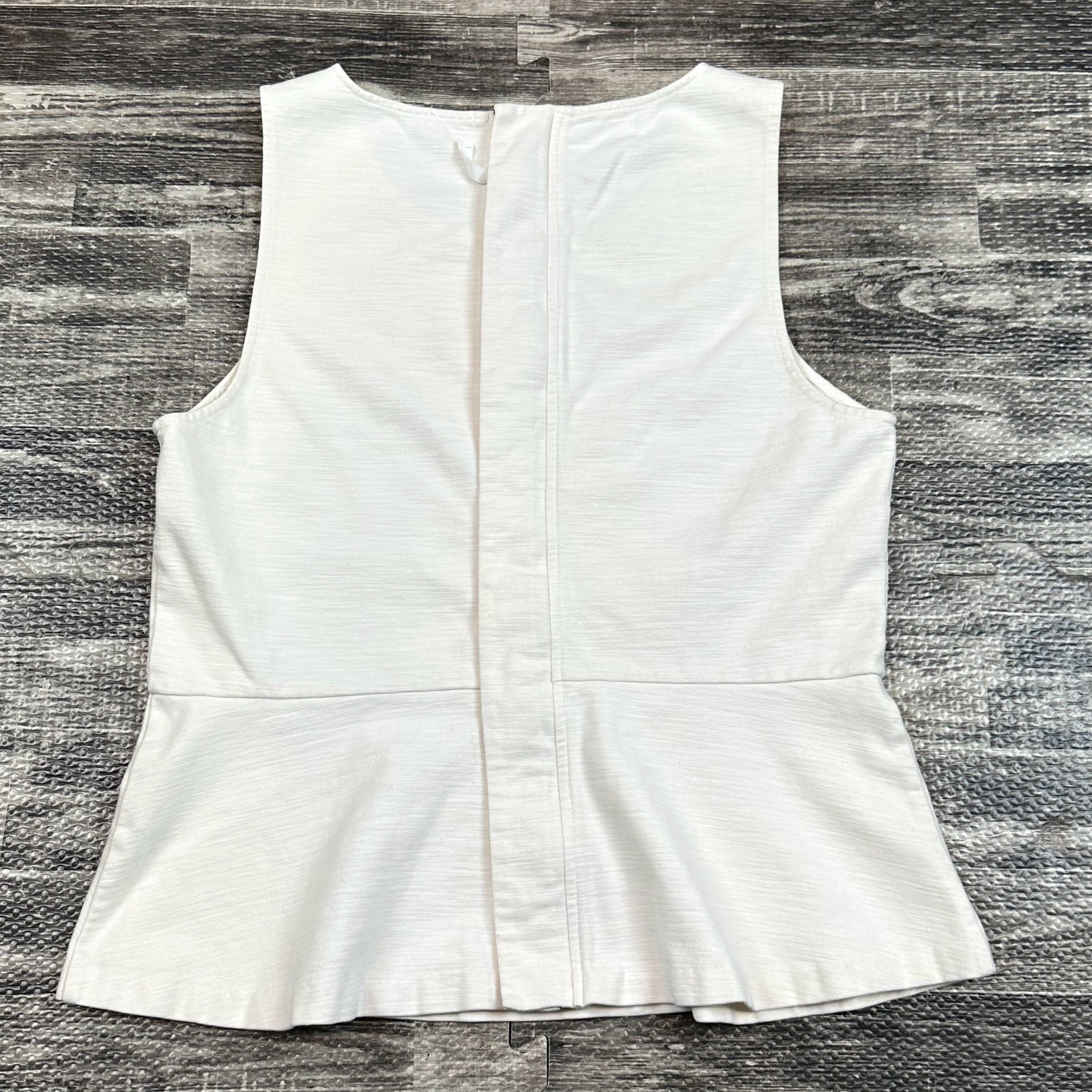 J. Crew Women’s sz MED White Cotton Spandex Sleeveless Peplum Top