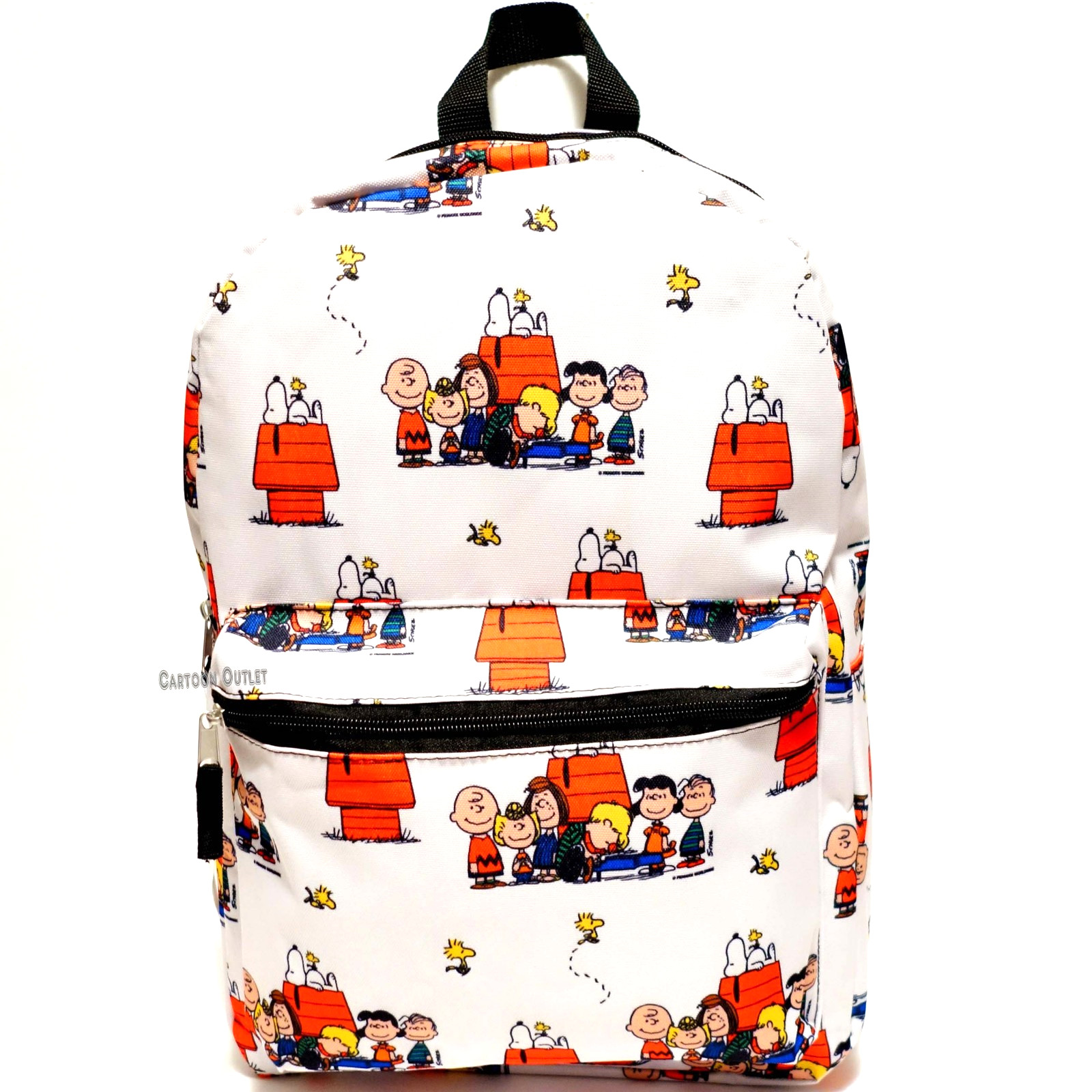 Large Backpack Peanuts Snoopy Charlie Brown White 16″ School Bag Tote New