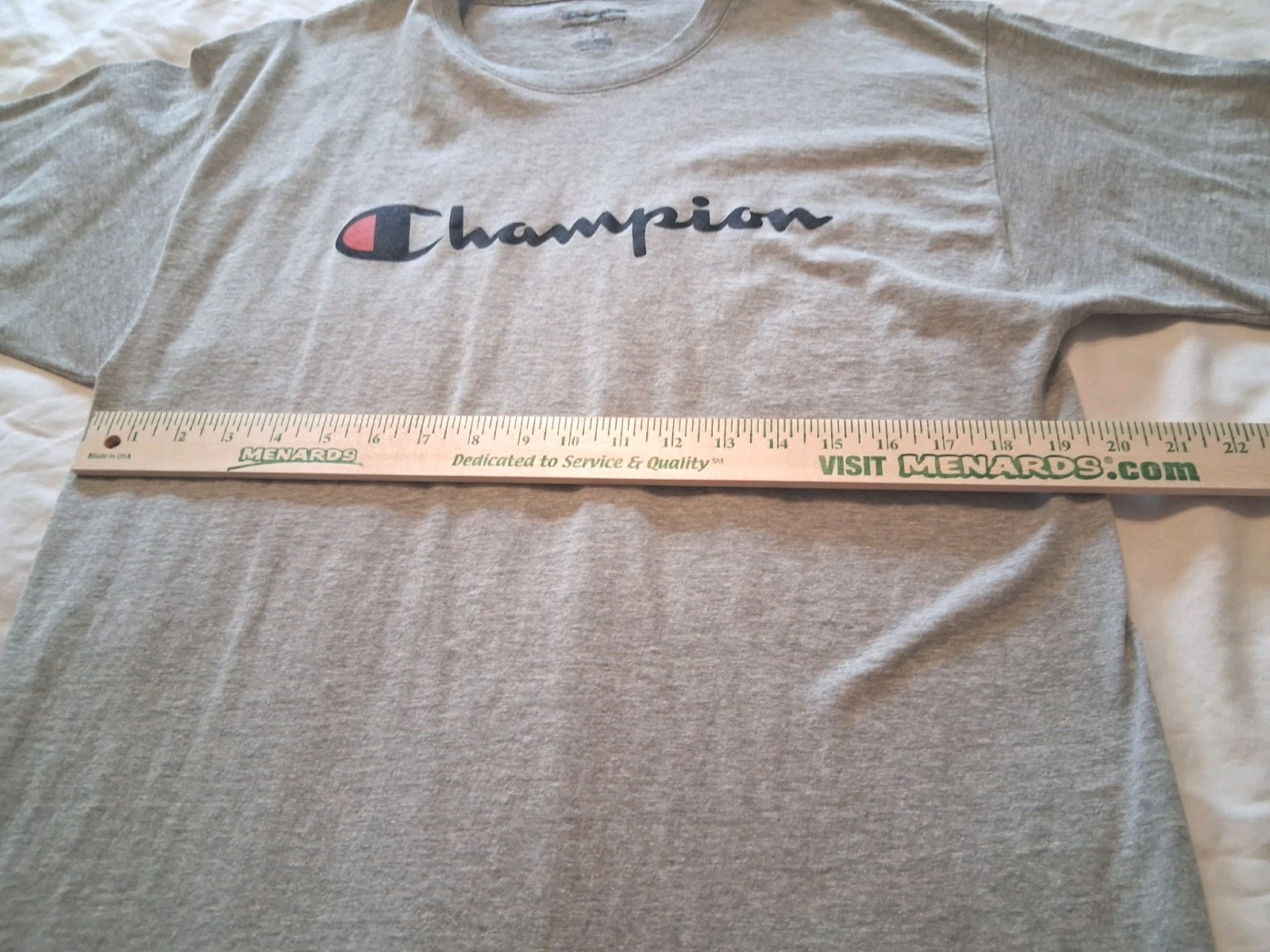 Champion Men’s Graphic T-Shirt Gray Short Sleeve Script Logo Size L Large…