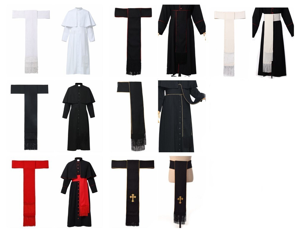 Clergy Band Cinctures with Fringe Christian Soutane Roman Cassock Cincture Belts
