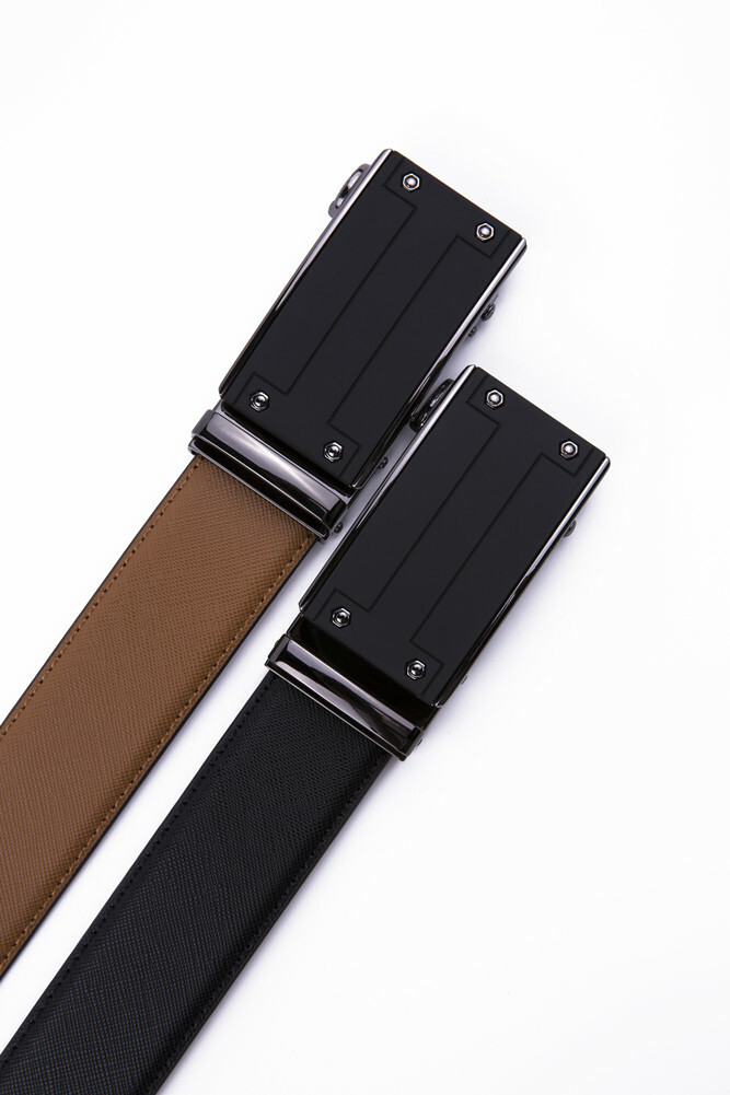 Men’s Belt Leather Ratchet Belts Automatic Buckle 1.37inch Width