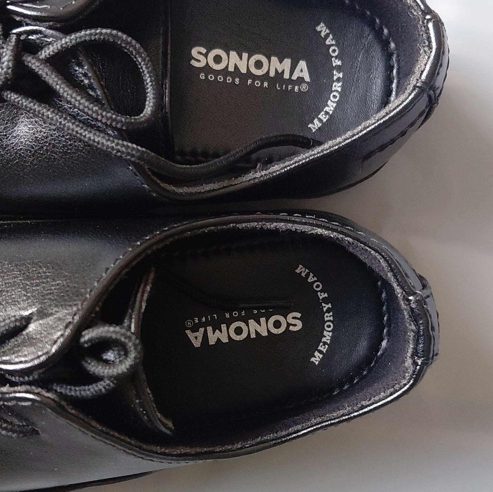 Sonoma Men’s Leather Lace-Up Oxford Dress Shoes Square Toe Black 13