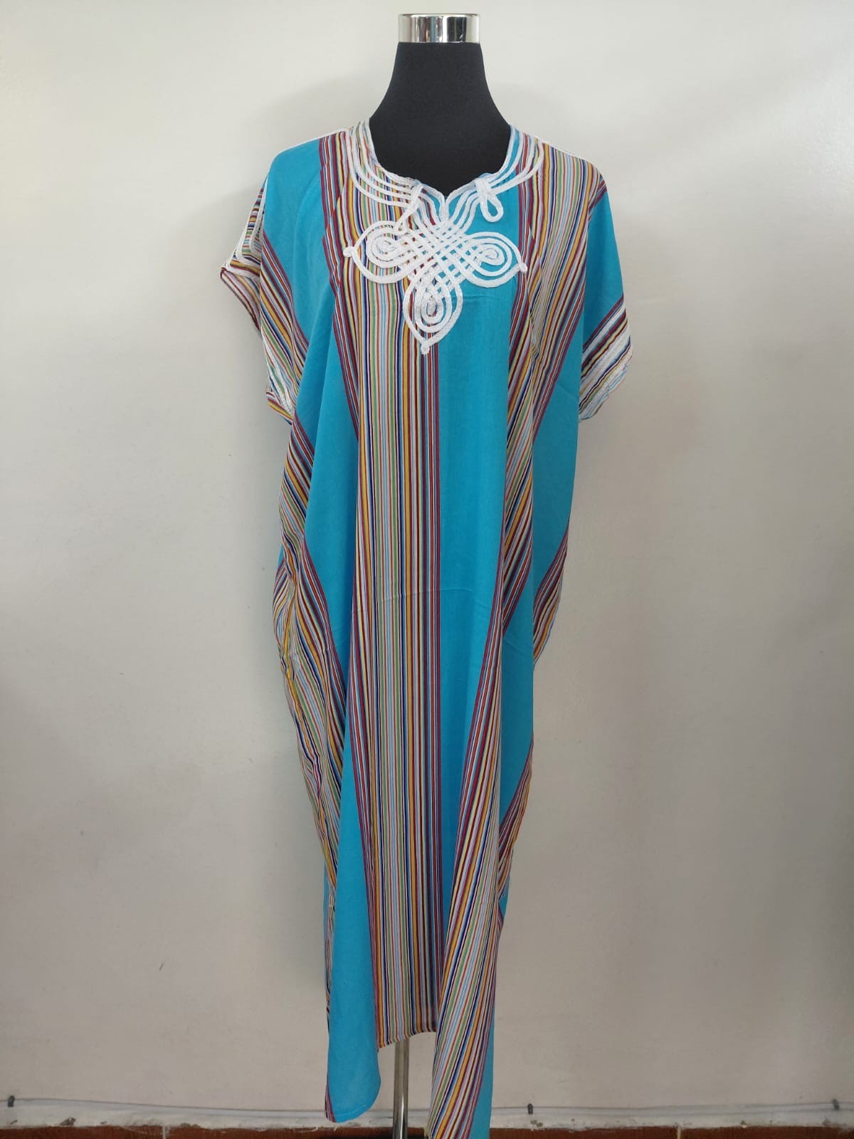 Moroccan Style Kaftan Maxi Dress Embroidery Abaya boho Beach Cover Summer S M L