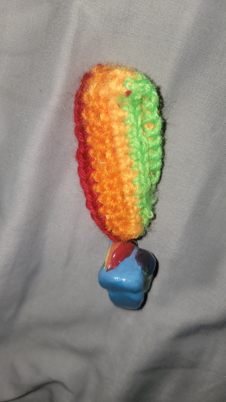 Multicolor Striped Crochet Key Chain with Pony Charm, Cartoon Theme, Women