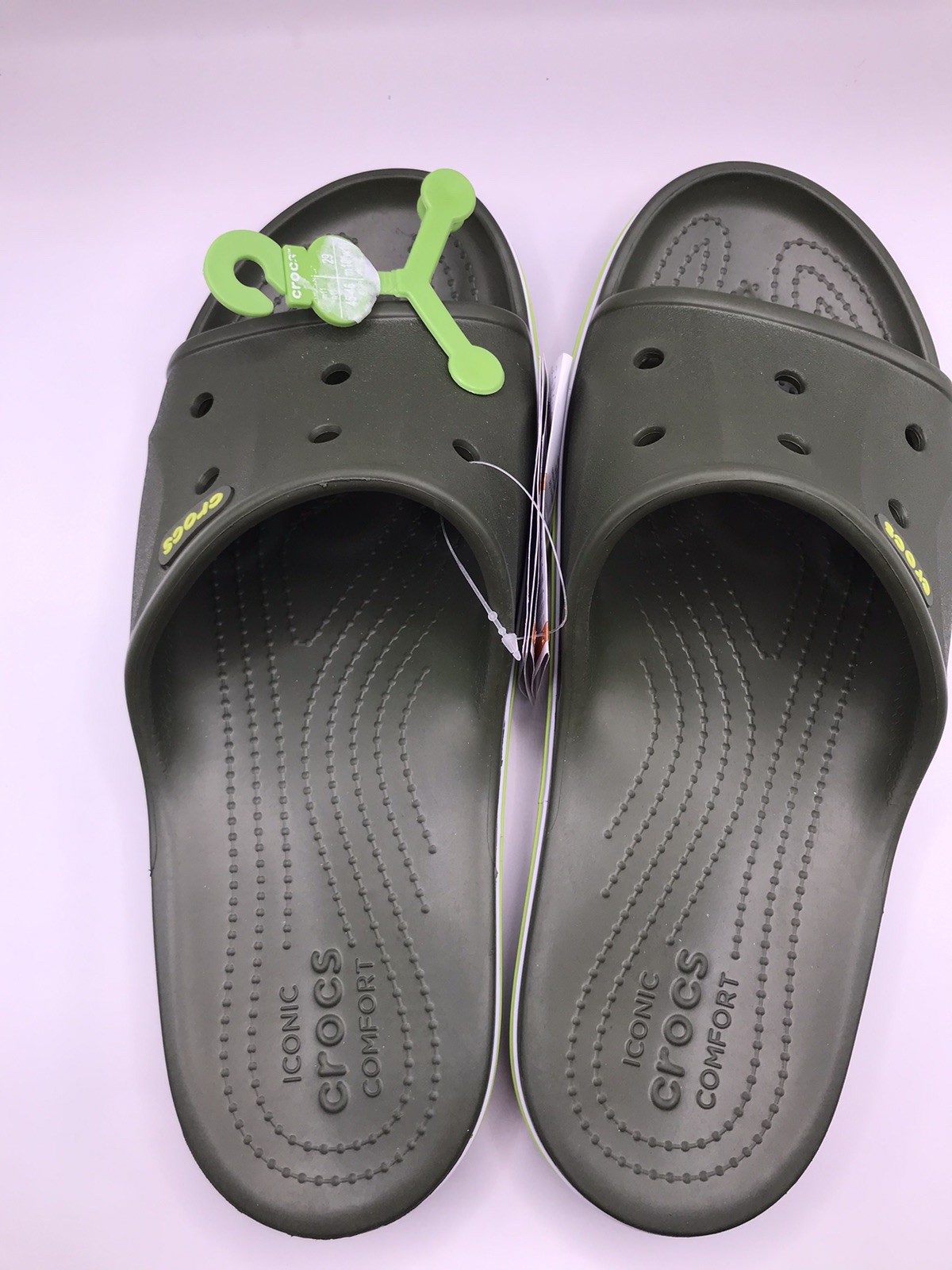 MEN’S CROCS ARMY GREEN BAYABAND SLIDE POOL/BEACH WATER FRIENDLY SANDAL 11 NWT
