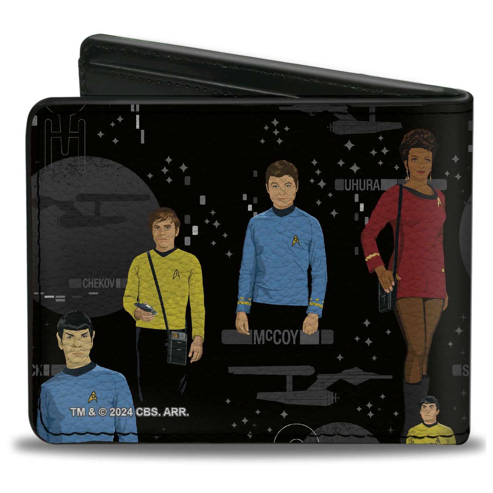 Bi-Fold Wallet The Original Star Trek Crew Poses and Icons Black/Multi Color