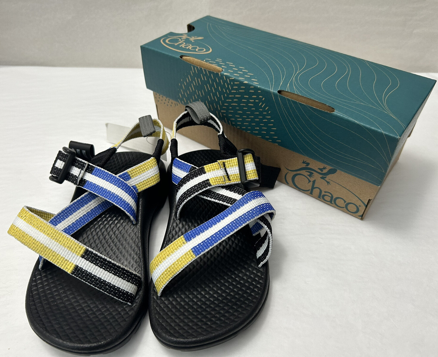New Chaco Z1 Ecotread Unisex Kid’s Sport Sandals blue Yellow size Youth 10M