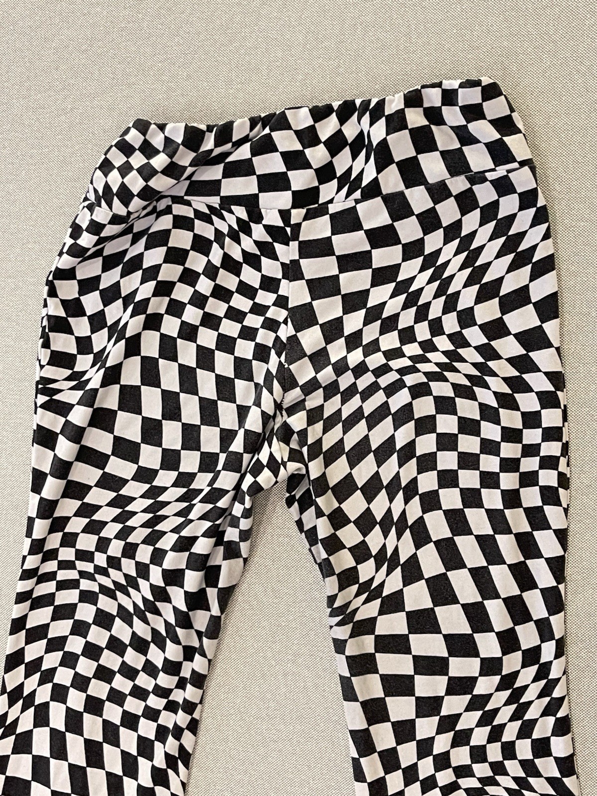 Black White Checkered Flare Pants Y2K Stretch Groovy No Boundaries Medium