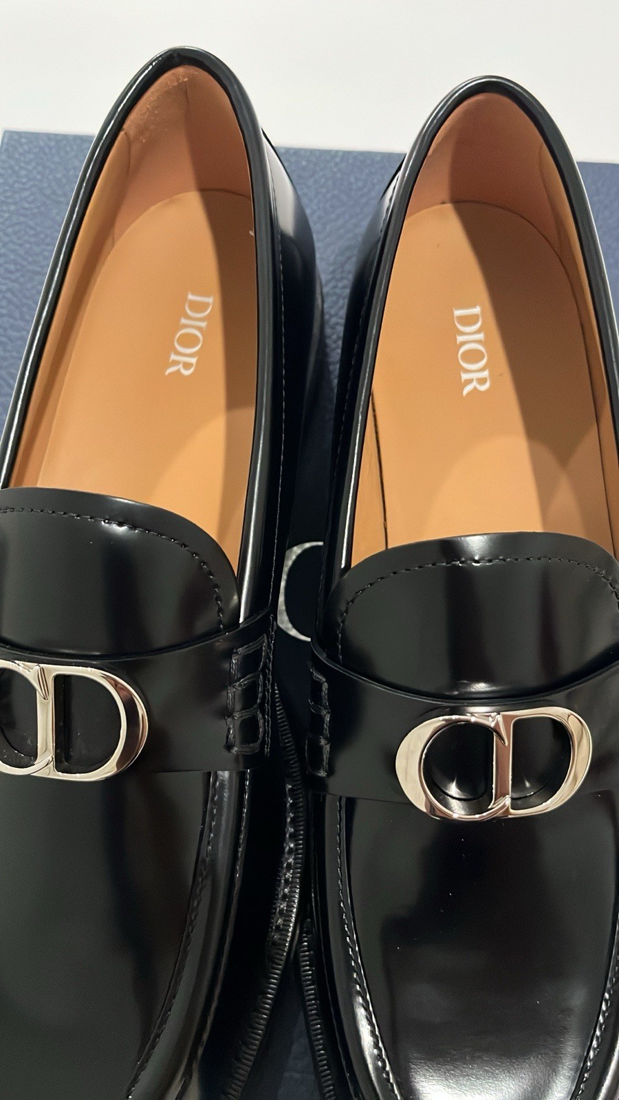 Dior Granville Loafer Black Polished Calfskin CD Buckle EU 43 US 10 New In Box