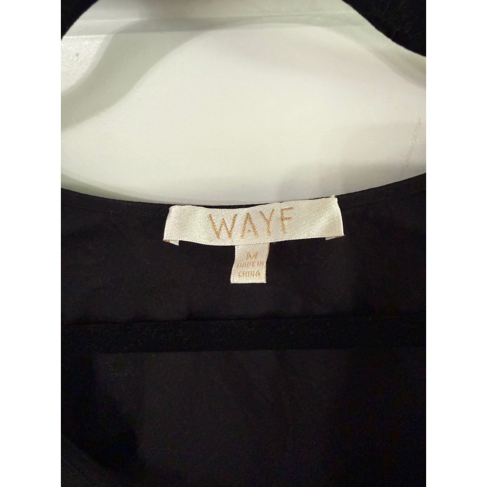 WAYF Esther Collar Blouse Black Oversized Ruffle Peter Pan Collar Shirt Medium