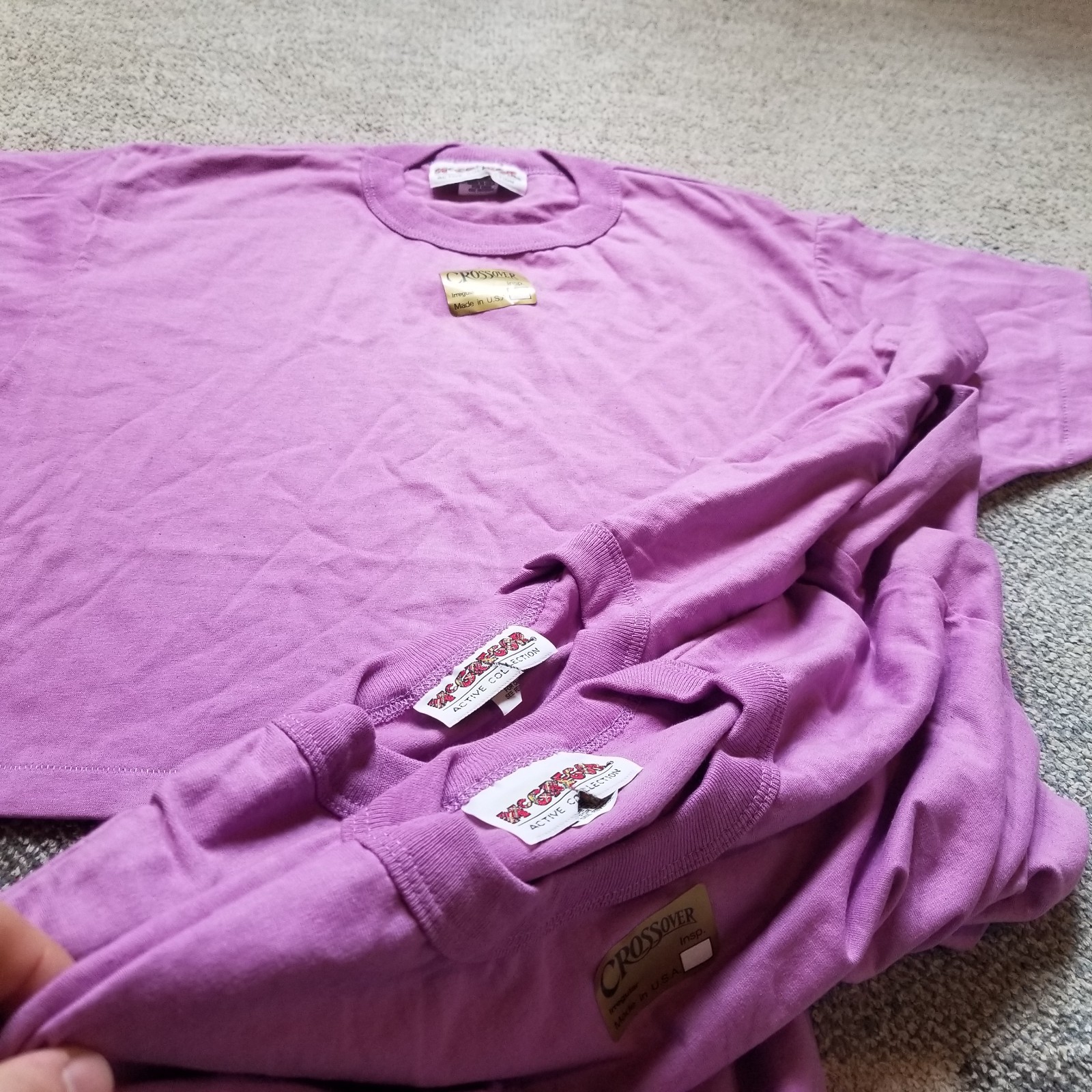 Vintage McGregor Blank Cropped Shirt Mens M Purple Gym Single Stitch 80s 90s