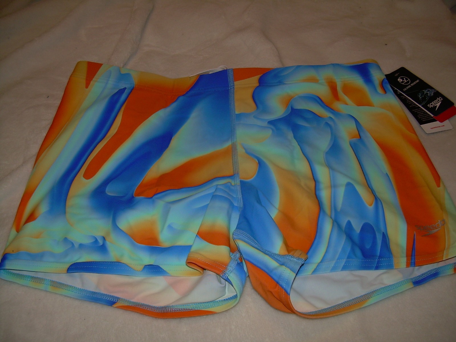 SPEEDO SQUARE LEG SUIT – “TRANQUIL BLUE” WAVES – SIZE XL – NWT!!