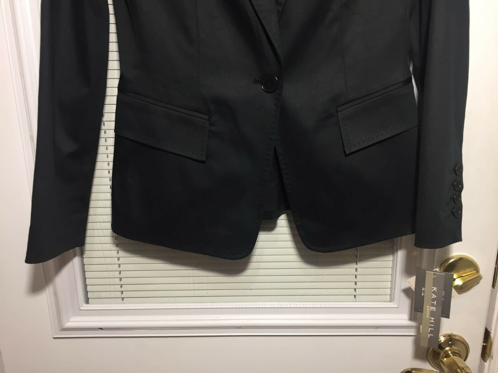 Kate Hill Women’s Single Button Black Blazer Natural Blend Sz 6 Petite MSRP $120