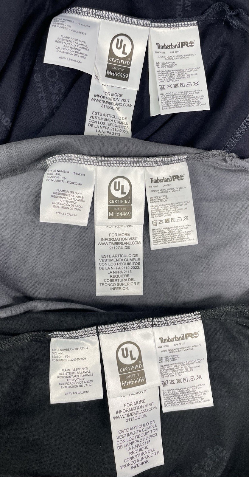 Timberland Big & Tall Lot of 3 Men’s 4XL Flame-Resistant Long-Sleeve Henley NWT