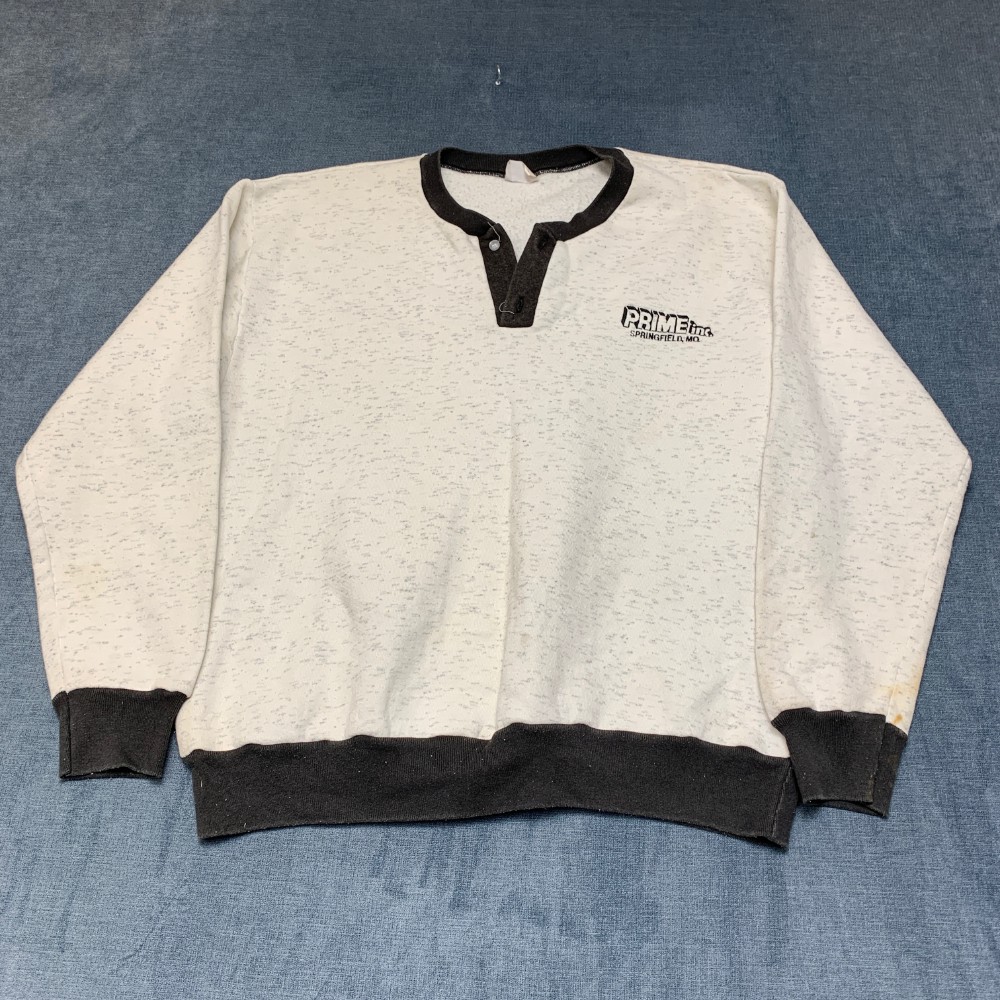 VTG Signature Sportswear Prime Inc Springfield Henley Sweatshirt Men Large White