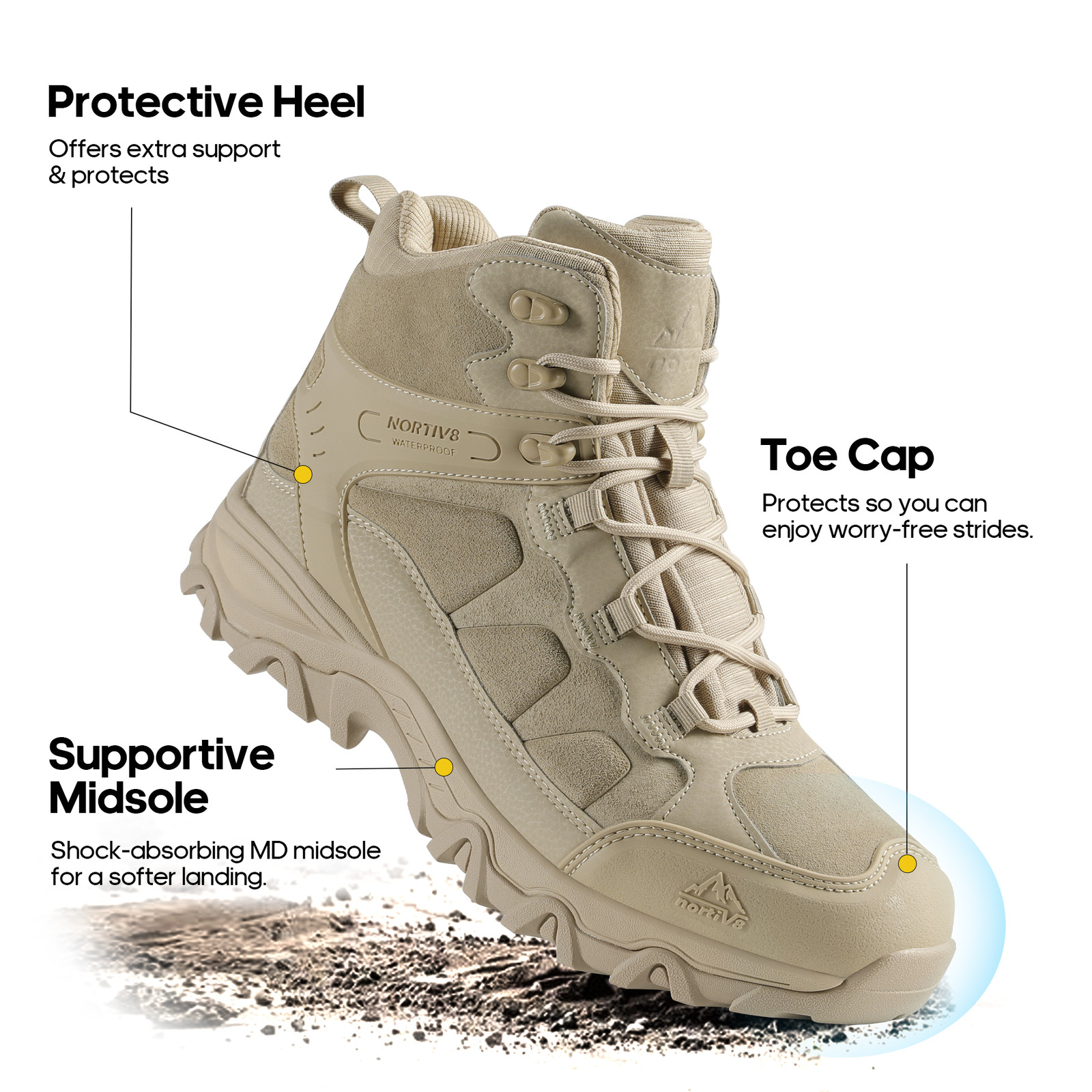 NORTIV 8 Men’s Waterproof Hiking Boots Outdoor Trekking Lightweight Hiking Shoes