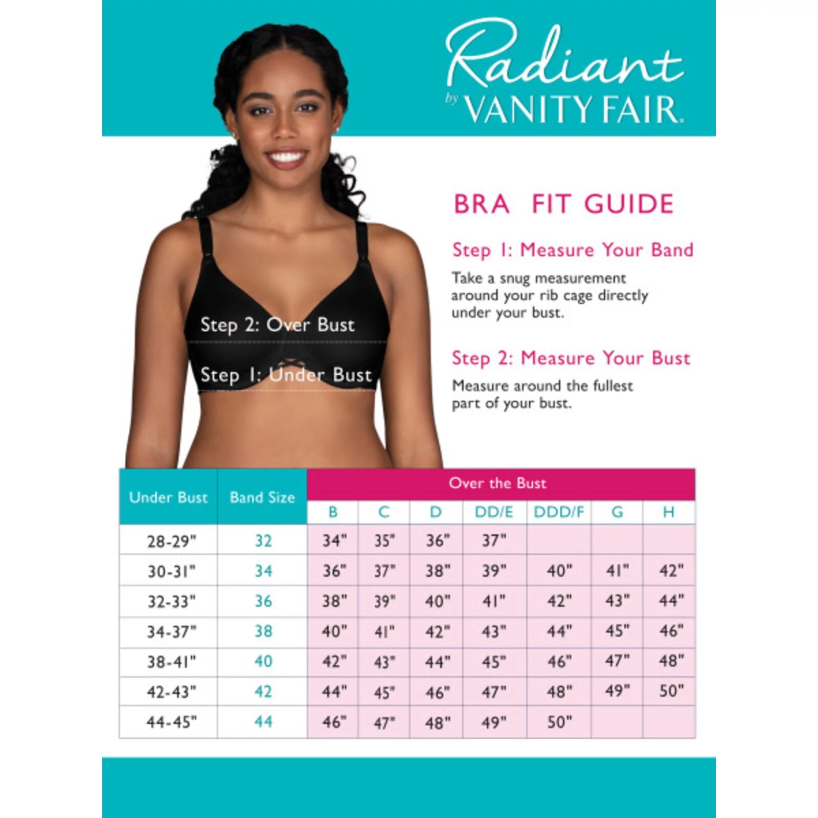 Vanity Fair RADIANT Back Smoothing Underwire Bra Wine Diamond sz – 36 38 40 42