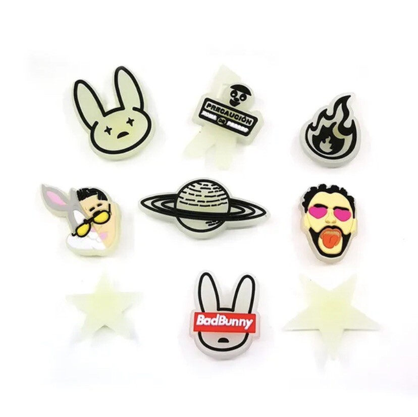 Bad Bunny Glow In The Dark Charm For Crocs Shoe Charms – 14 Pieces