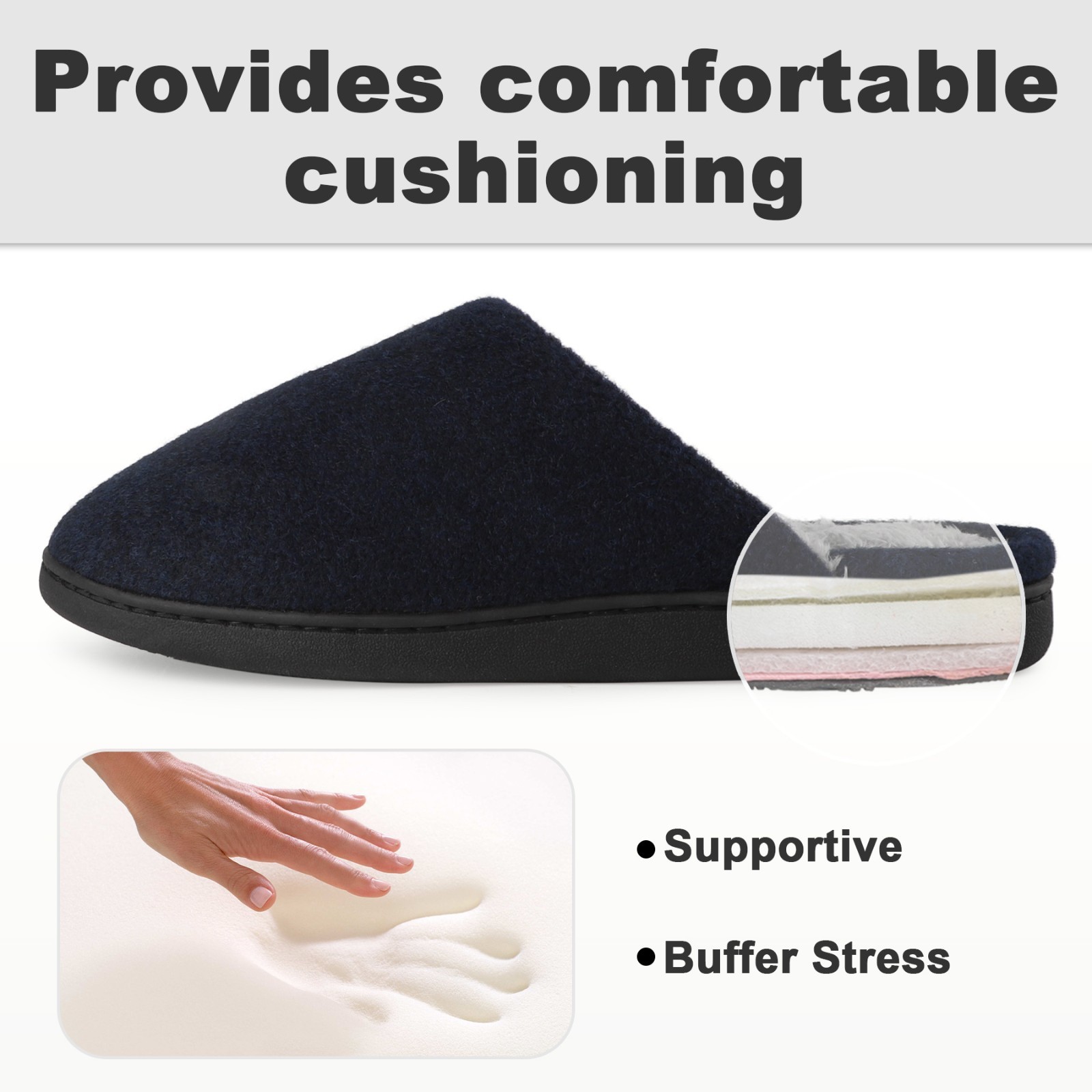 Tiestra Mens Memory Foam House Slippers Lightweight Comfort Slip On House Shoes