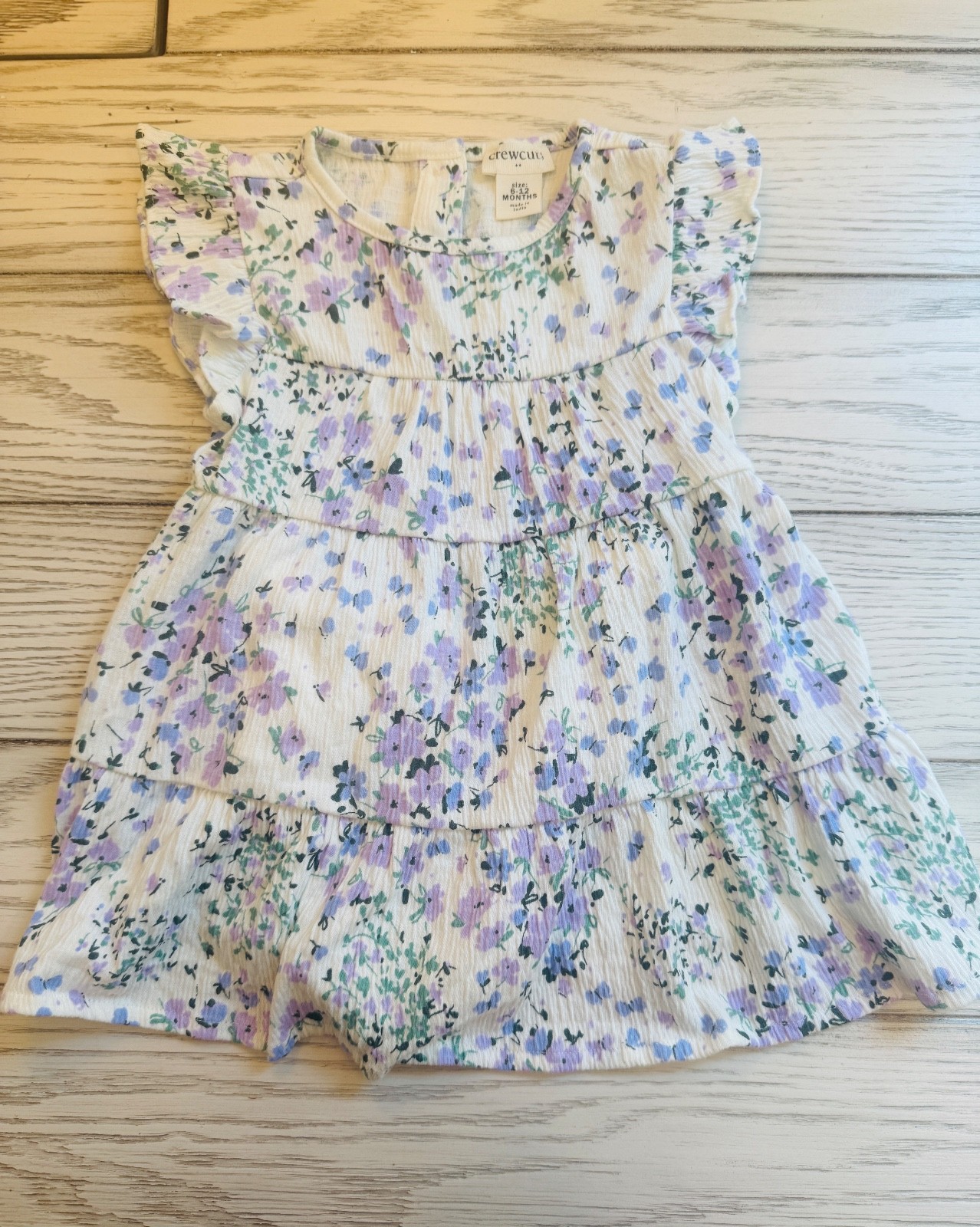 Crewcuts girls floral summer dress 6-12 months matching bloomers ruffle sleeves