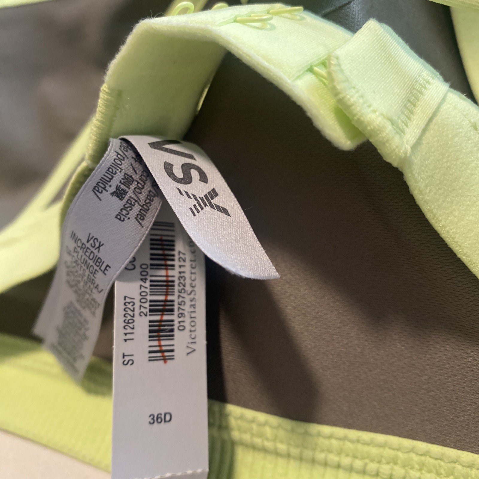 VSX Victoria’s Secret Incredible Max High Support Sports Bra 36D Olive Neon