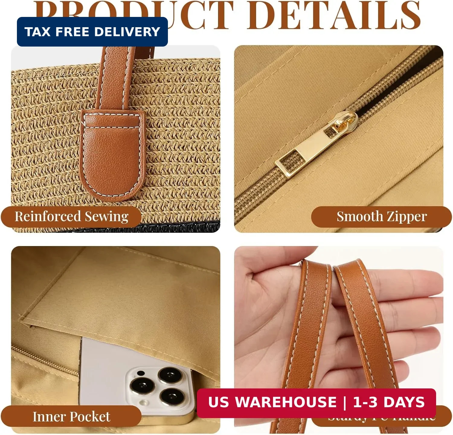 Trifabricy Beach Bags for Women, Summer Straw Beach Bag Straw Purse Shoulder Han