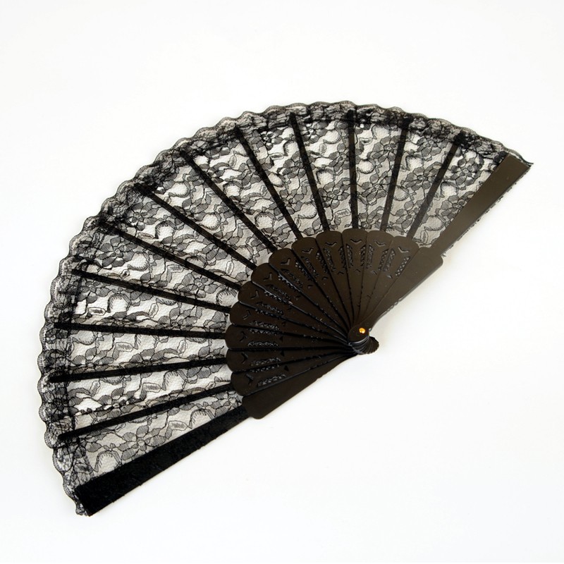 NEW Folding Black Lace Hand Fan (9 in) – Spanish Style