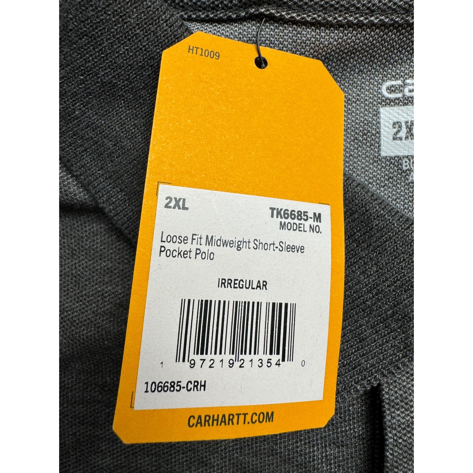 Carhartt Mens 2XL Loose Fit Midweight Short Sleeve Pocket Polo Gray M Irregular