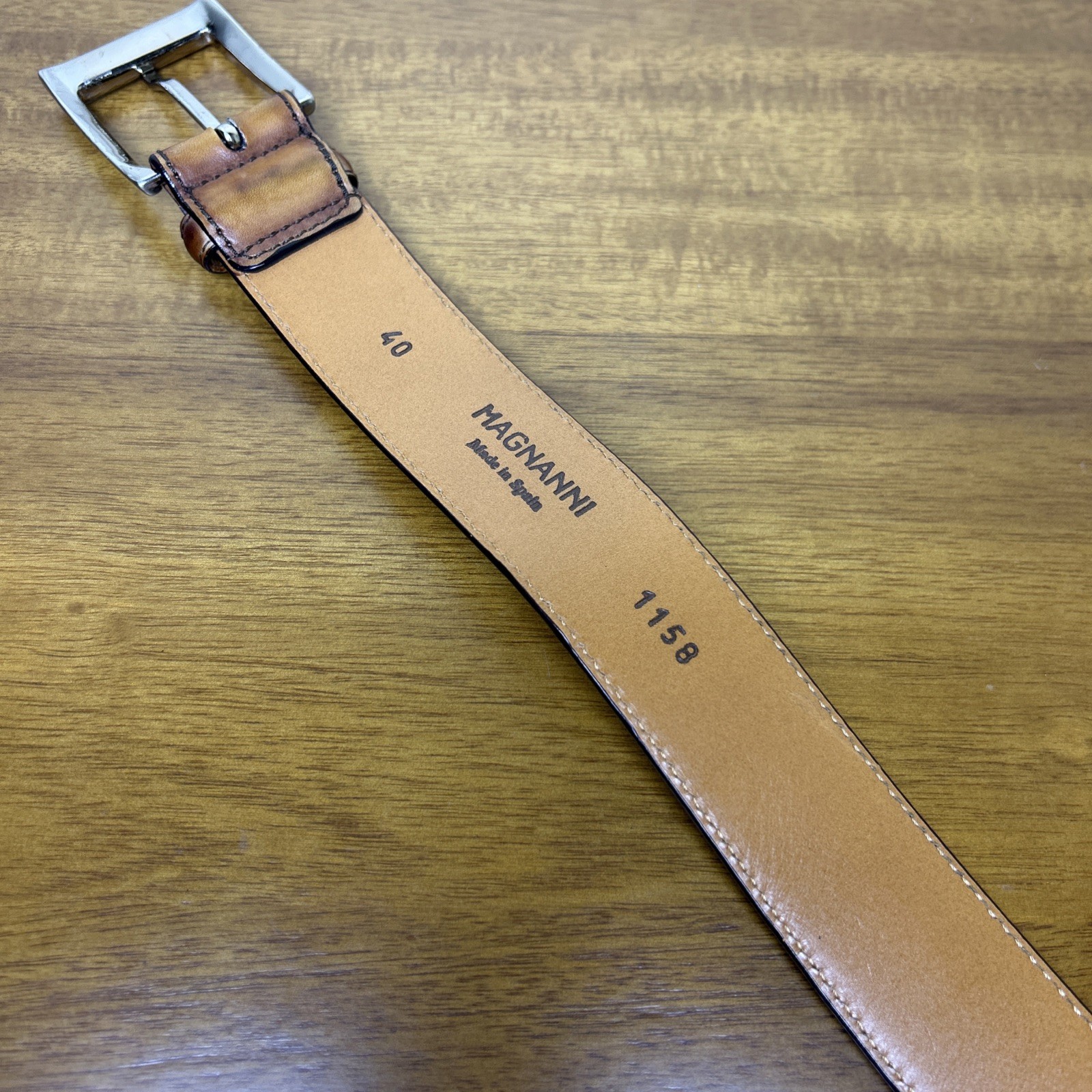 Magnanni Tan Men’s Leather Dress Belt Size 40 Made In Spain 1158