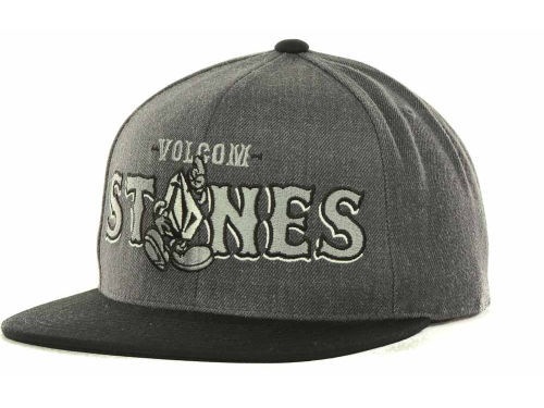 Volcom Stones Silver Logo 2Tone Charcoal Gray Black Adjustable Snapback Cap Hat