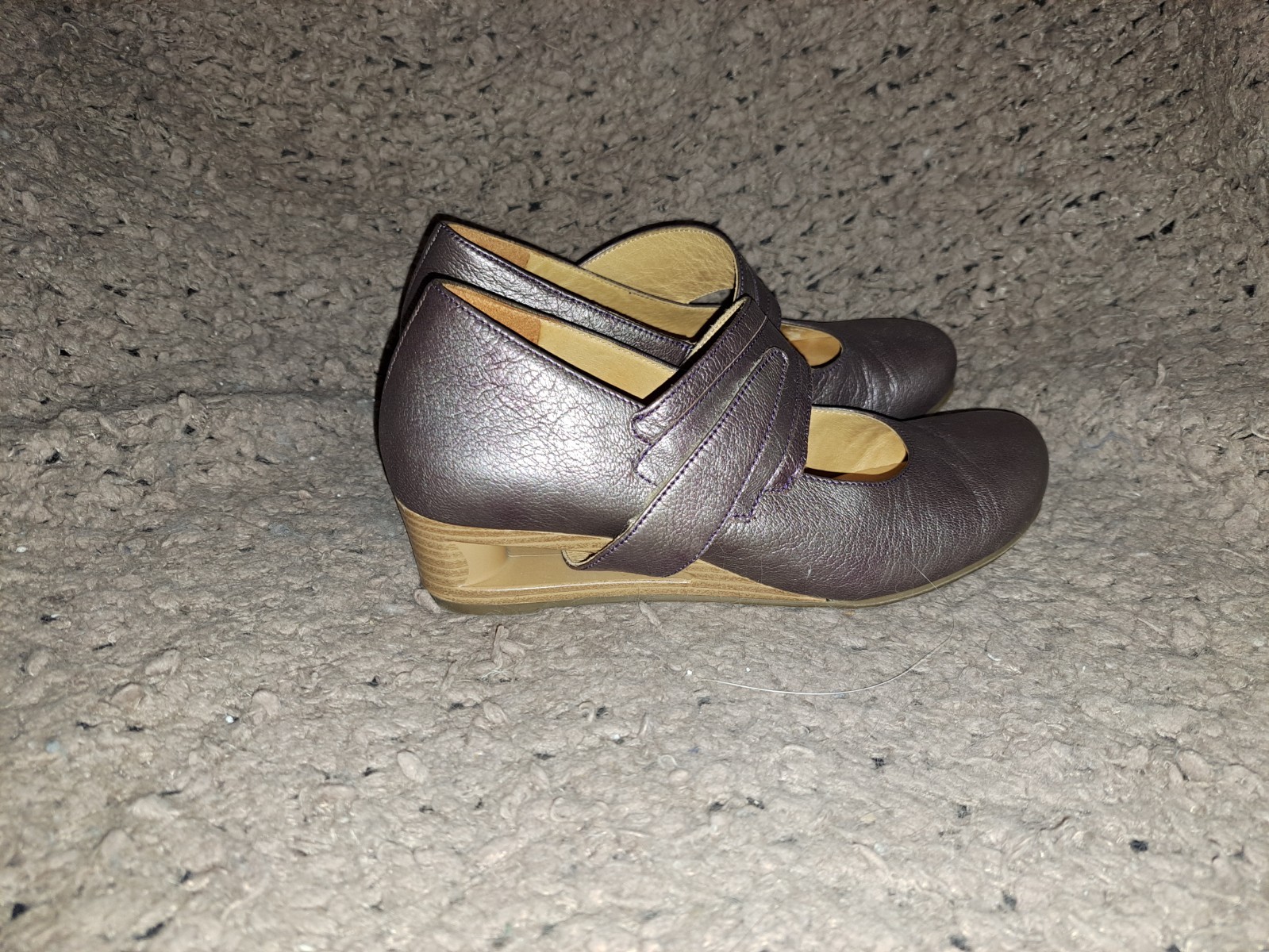 THERESIA M.-Metallic Leather Mary Janes-Strap/Heel-Size 4.5UK/6.5US-Near Mint