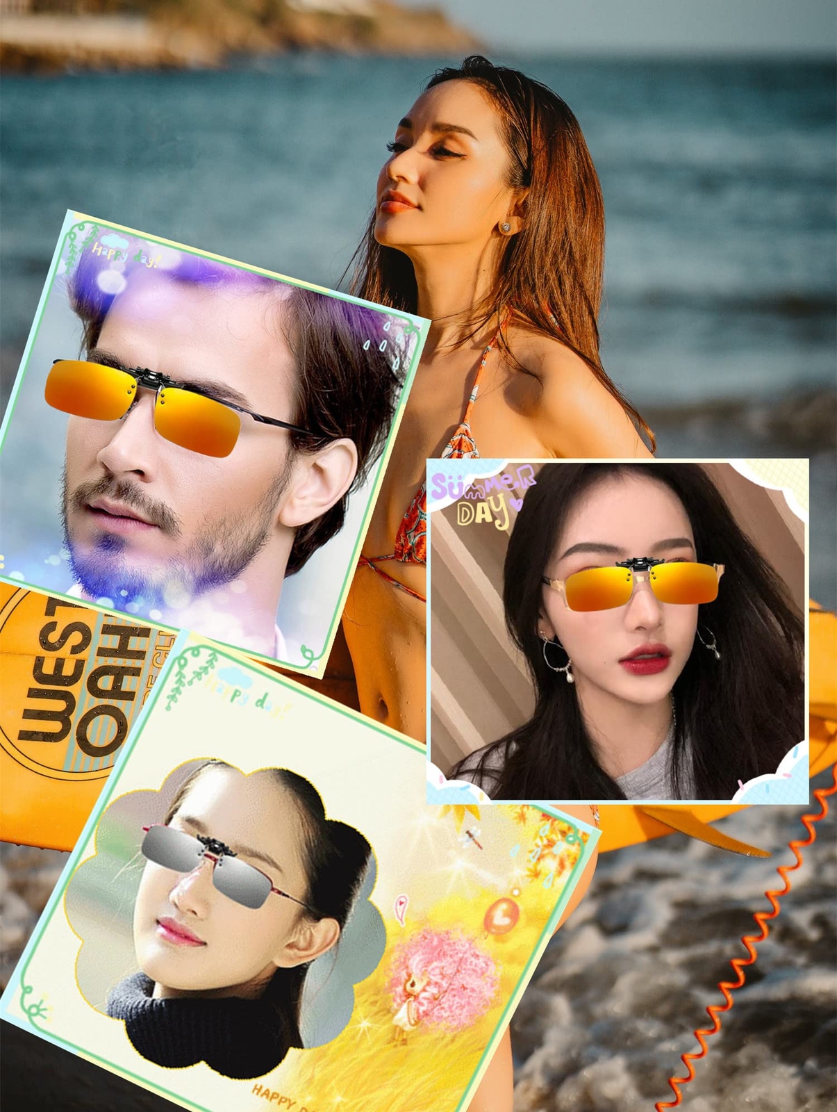 5Pcs Unisex Sunglasses Clip On Flip Up Driving Glasses Men Women Holiday best