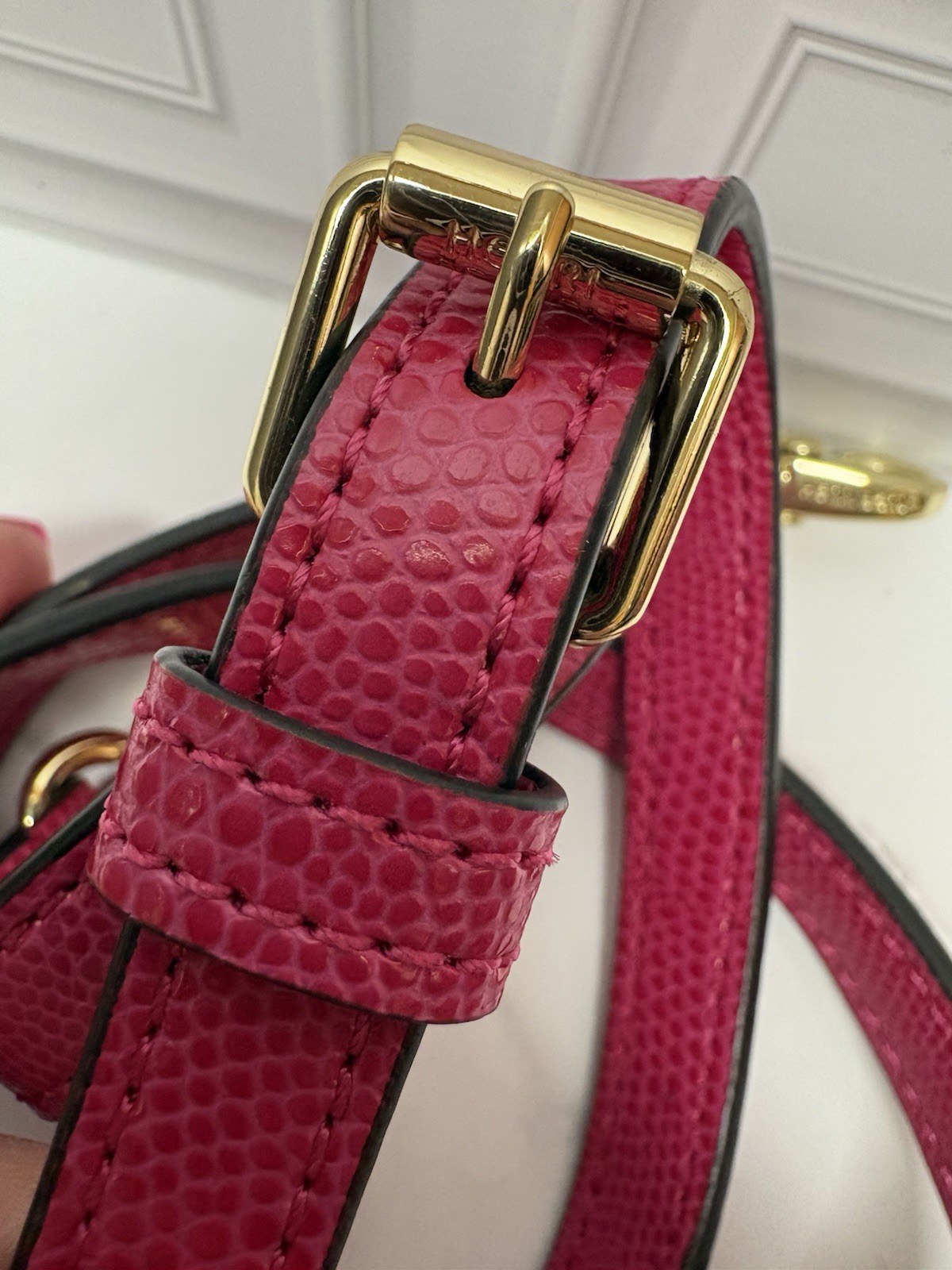 Henri Bendel Adjustable Solid Pink Strap w/ Buckle & Gold Swivel Clips