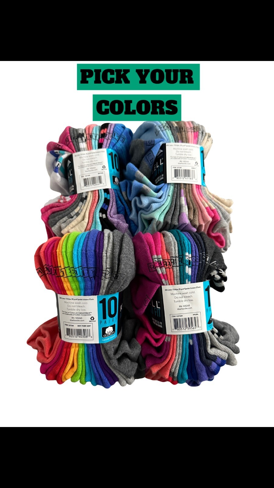 K.Bell NO SHOW FIT 10 PAIRS/PACK WOMEN’S SOCKS SHOE SIZE 5.5-10