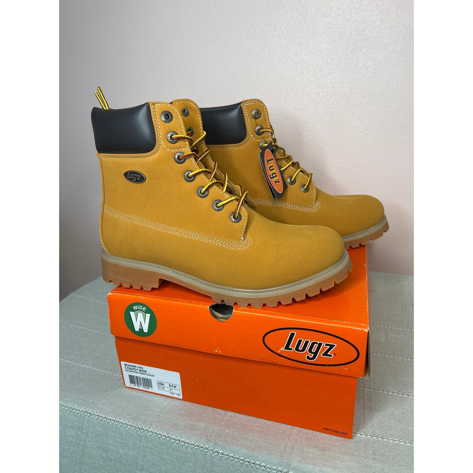 Lugz Men’s Convoy 6 Inch Boot Golden Wheat Bark Tan Gum Size 8 W MCNWK
