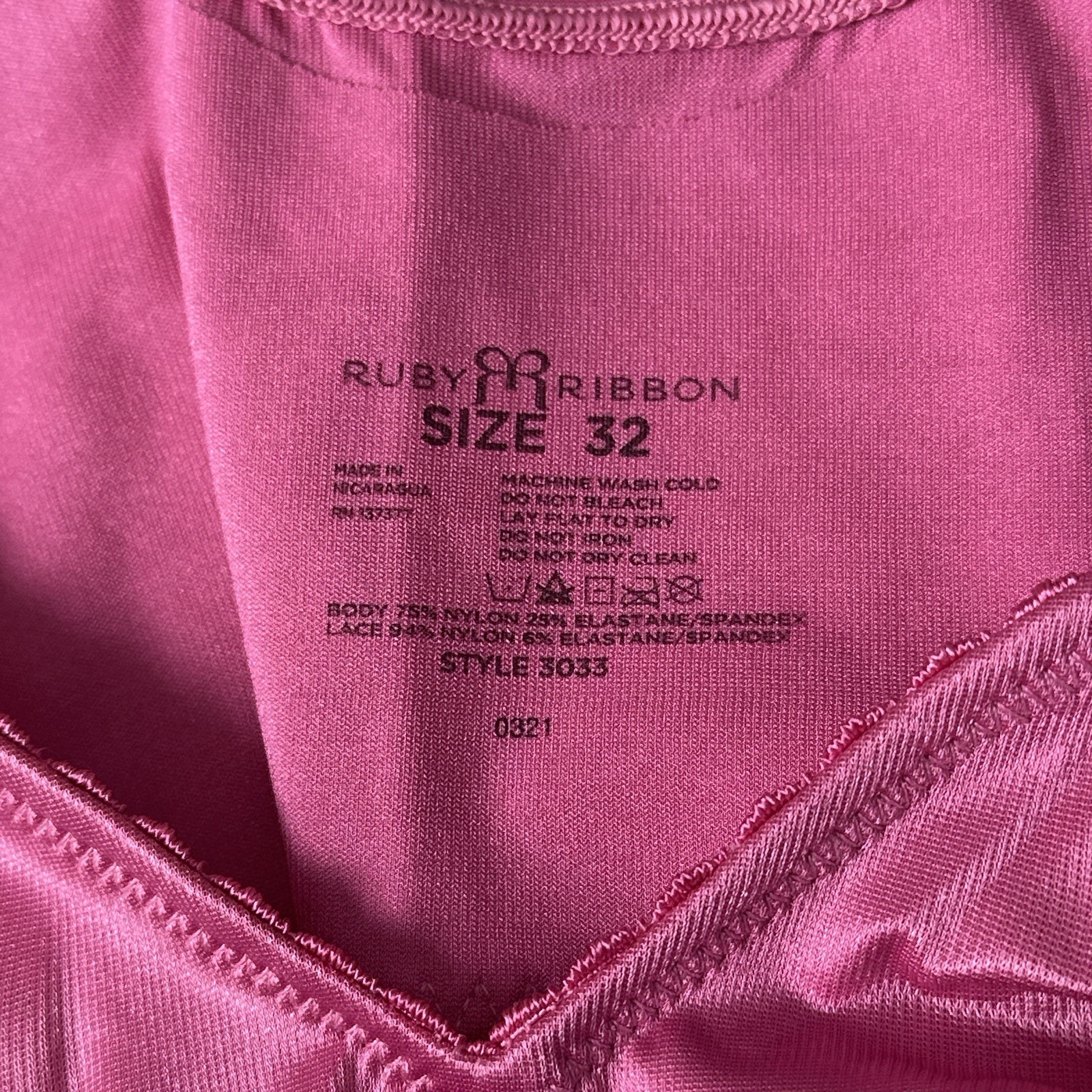 Ruby Ribbon Demiette Bra 32 Pink Satin Lace Longline Bralette NWOT Style 3033