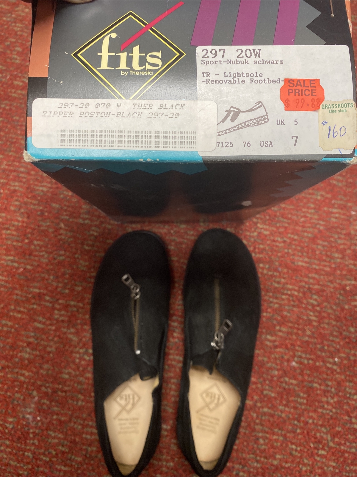 297-20W Sport Nubuk Theresia black sport nubuk lightsole Zipper Boston Black Sz7