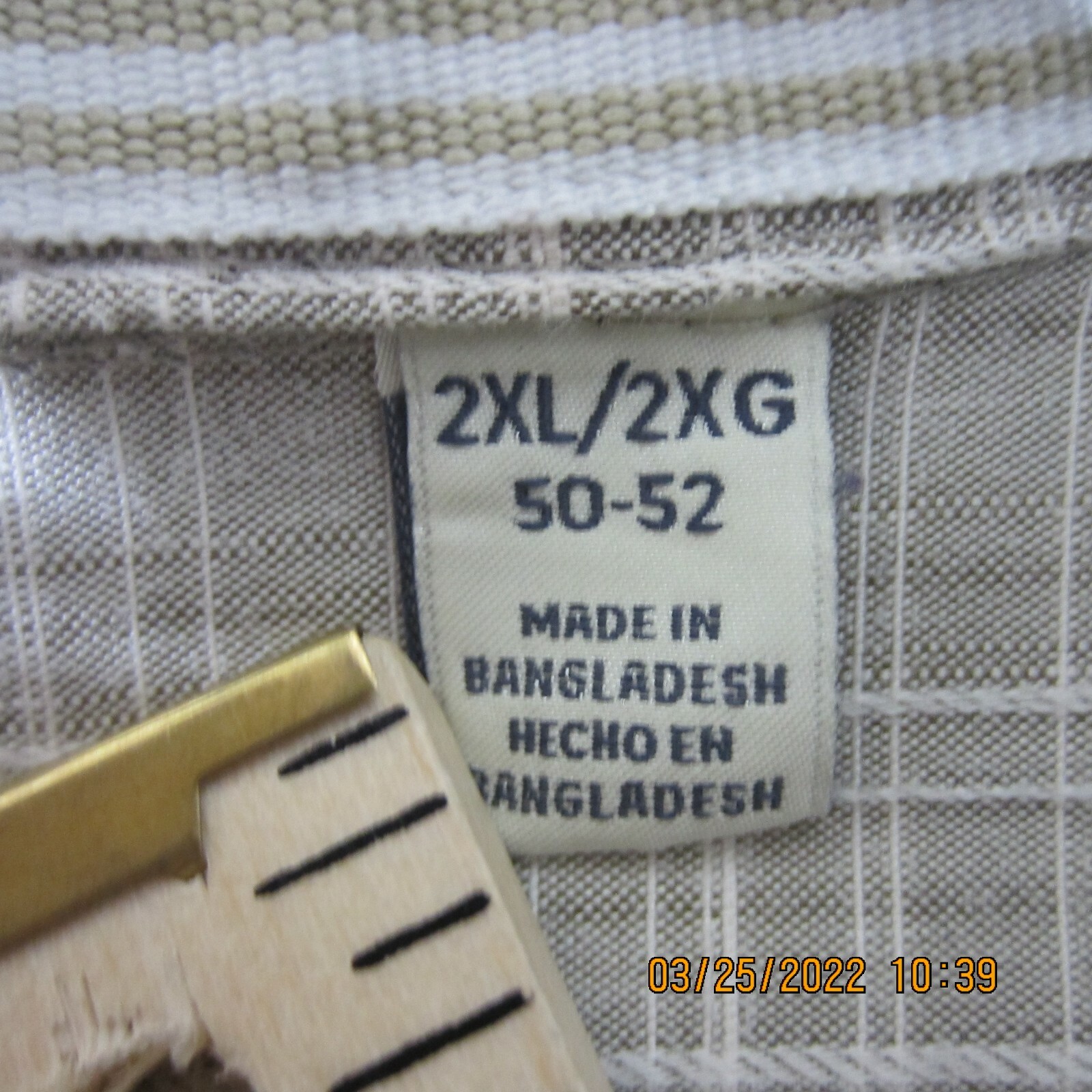Palm Beach Shirt 2XL XXL Beige White Plaid Button Up Pocket Outdoor Casual Men