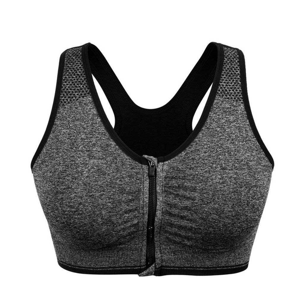 Sports Bra Women High Impact Running Yoga Workout Bra Zip Front Closure M/L/XL