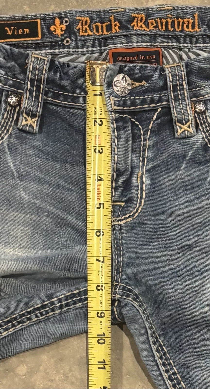 Rock Revival Jeans Vien Skinny Destroyed Low Rise Womens Size 29 Thick Stitch