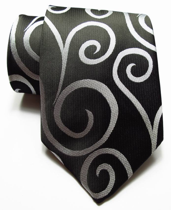 New Classic Paisley Black White JACQUARD WOVEN 100% Silk Men’s Tie Necktie