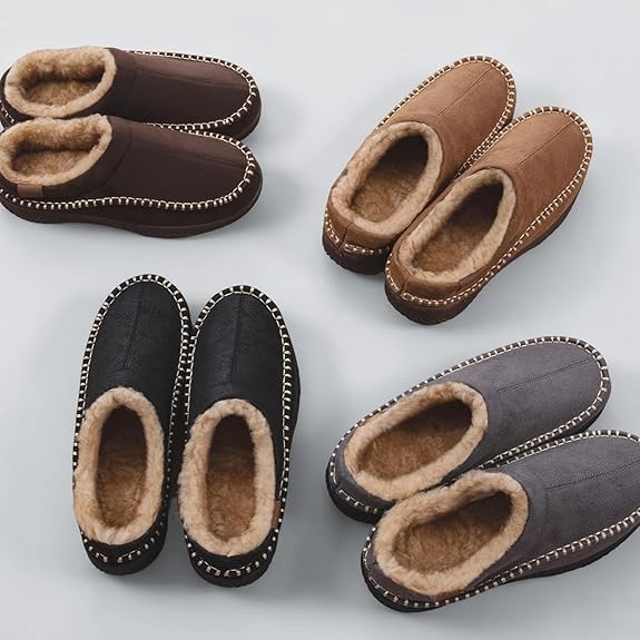 Men’s Memory Foam Moccasin Slippers Warm Plush Indoor Outdoor House Shoes Gift
