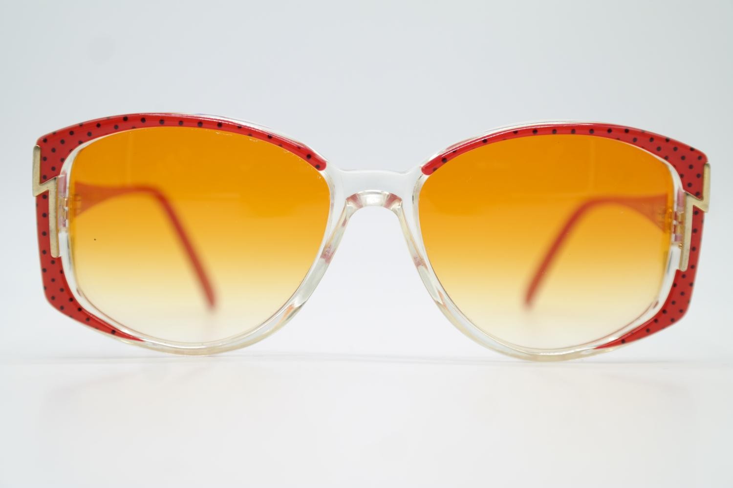 Vintage VALENTINO 121 Oval Sunglasses Red Transparent Gold Frame 53mm